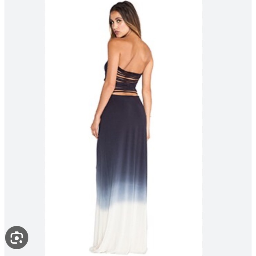 Strapless Ombre Maxi Dress - Navy to White